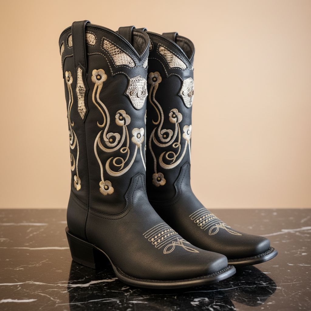 Botas Negras - Detalle Bordado